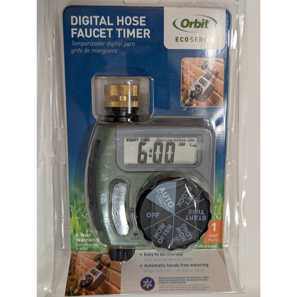 Orbit EcoSeries Digital Hose Faucet Timer 1 Port Model 62056 Green Gray